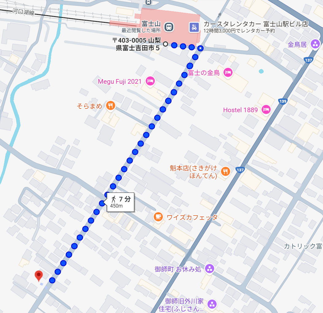 地図（富士山駅からのルート）
